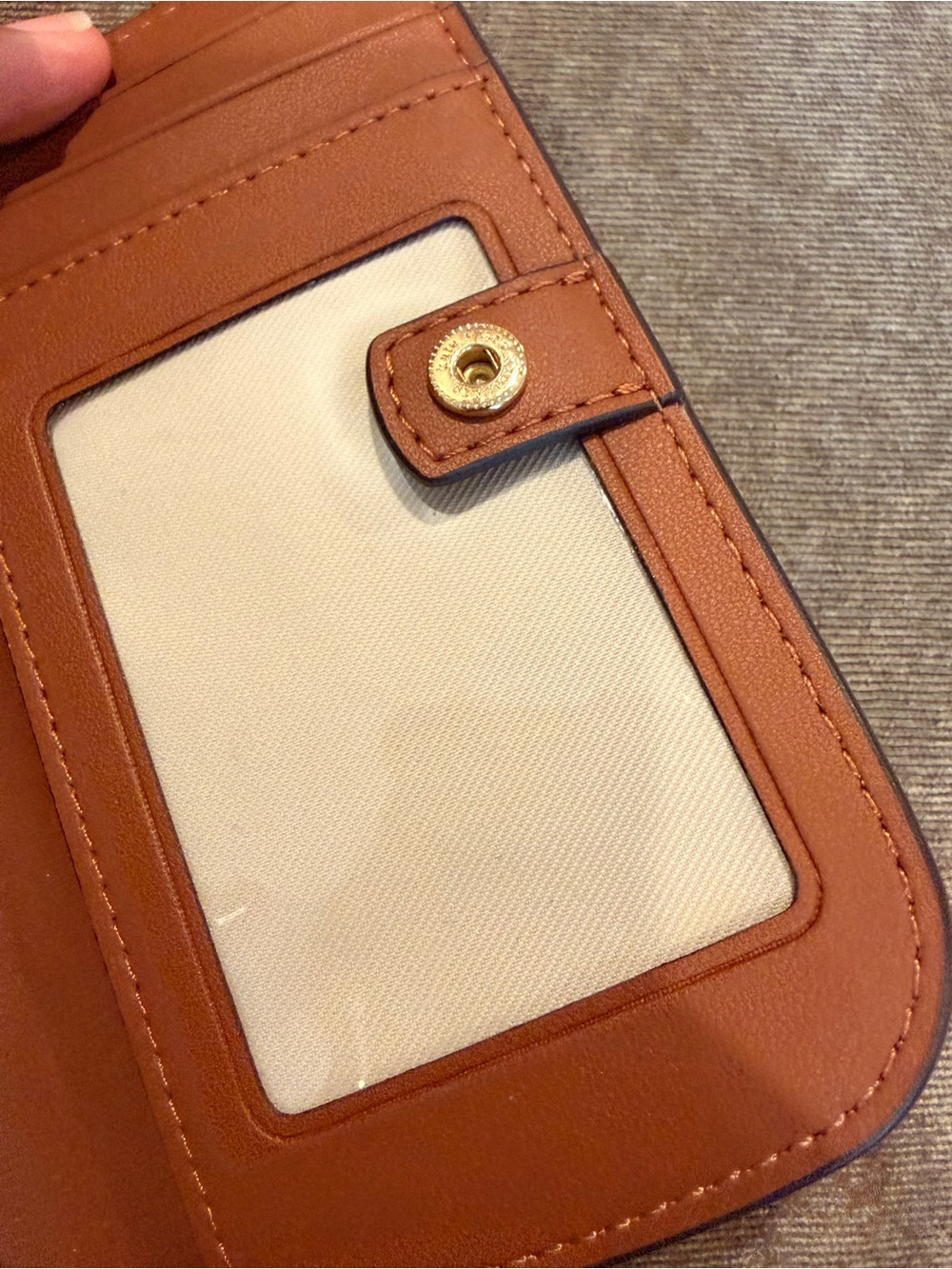 kate spade slim bifold wallet (Tan Leather & Cream Floral Zip Wallet) - Picture 10 of 11